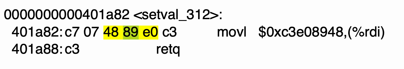gadget1: mov rsp rax