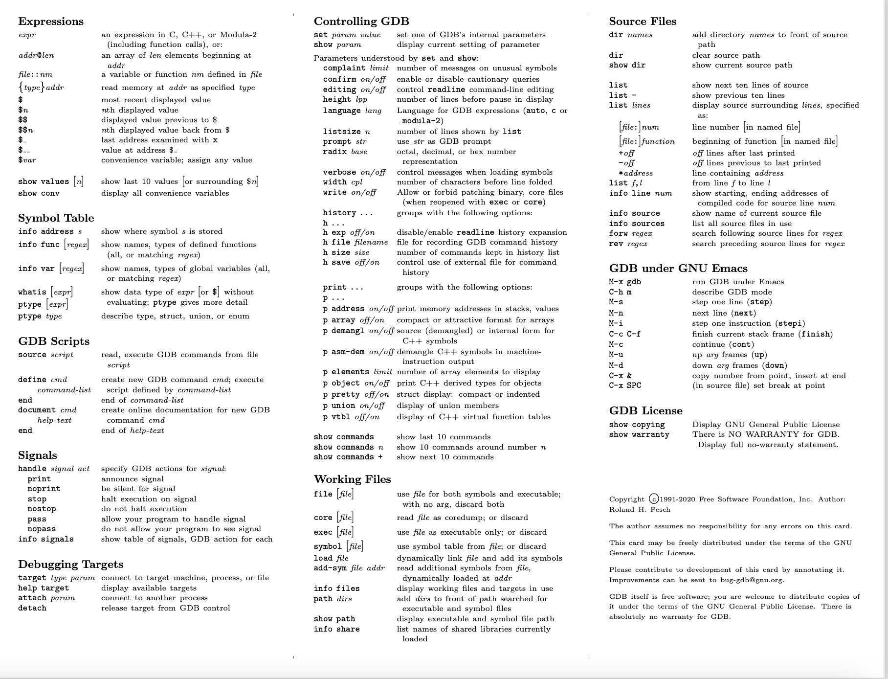 GDB快速参考卡片2